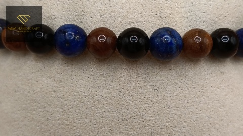 Bransoletka handmade z lapis lazuli, onyksu i tygrysiego oka - kamienie naturalne