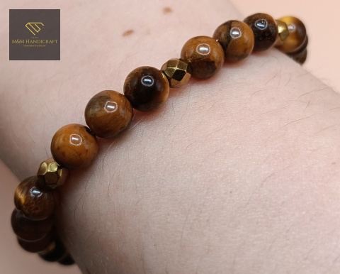 Bransoletka z kamieni naturalnych - tygrysie oko i hematyt - handmade