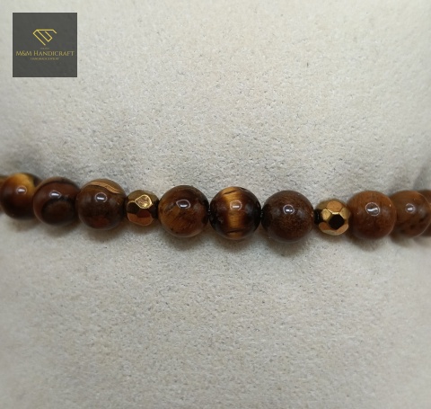 Bransoletka z kamieni naturalnych - tygrysie oko i hematyt - handmade