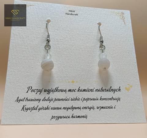 kolczyki-z-kamieni-naturalnych-kryształ-górski-i-agat-trawiony-bigle-stal-chirurgiczna-handmade