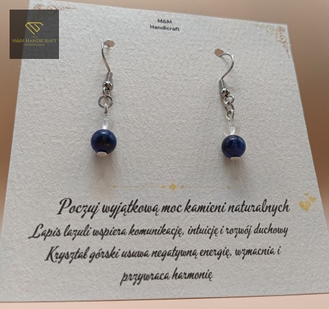 kolczyki-z-kamieni-naturalnych-kryształ-górski-i-lapis-lazuli-bigle-stal-chirurgiczna-handmade