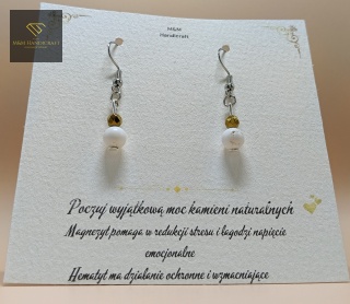 Kolczyki z kamieni naturalnych - magnezyt i hematyt
