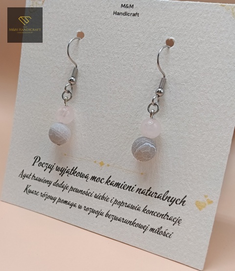 kolczyki-z-kamieni-naturalnych-agat-trawiony-i-kwarc-różowy-bigle-stal-chirurgiczna-handmade-bok-prawy