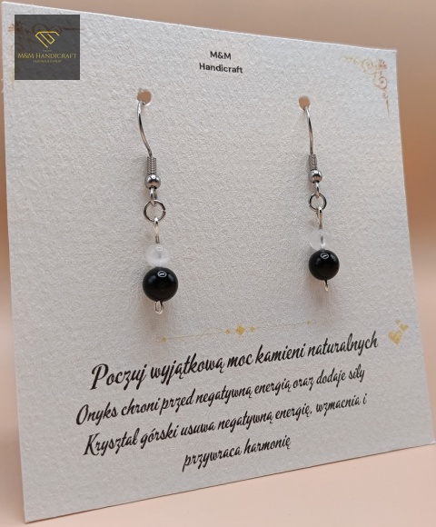 kolczyki-z-kamieni-naturalnych-kryształ-górski-i-onyks-bigle-stal-chirurgiczna-handmade-bok-lewy