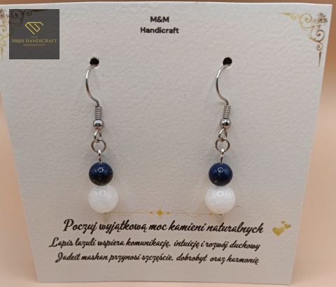 Zestaw biżuterii handmade – bransoletka i kolczyki z lapis lazuli i jadeitu mashan