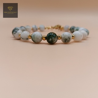 Bransoletka TERRA z agatu mszystego 6 mm - delikatna biżuteria handmade