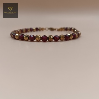 Bransoletka z granatu i złotego hematytu - biżuteria handmade z kamieni naturalnych