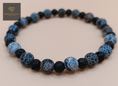 bransoletka-z-kamieni-naturalnych-agat-trawiony-i-lawa-wulkaniczna-handmade-zbliżenie