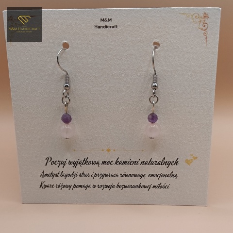 kolczyki-z-kamieni-naturalnych-ametyst-i-kwarc-różowy-handmade-zbliżenie-na-kamienie