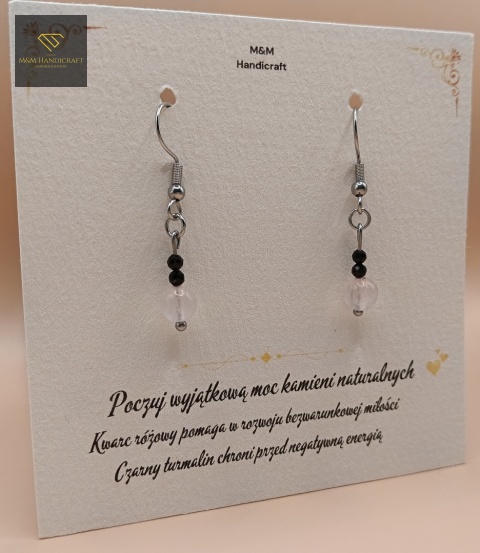kolczyki-z-kamieni-naturalnych-czarny-turmalin-i-kwarc-różowy-bigle-stal-chirurgiczna-handmade-bok