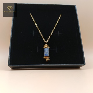 Minimalistyczny naszyjnik z lapis lazuli i hematytu - biżuteria handmade
