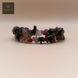 Podwójna bransoletka z turmalinu multicolor - biżuteria handmade z kamieni naturalnych