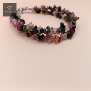 Podwójna bransoletka z turmalinu multicolor - biżuteria handmade z kamieni naturalnych