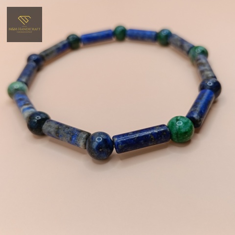 bransoletka-z-kamieni-naturalnych-lapis-lazuli-i-azuryt-handmade-zbliżenie