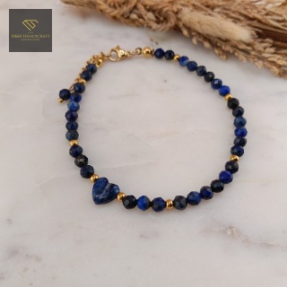 Elegancka Bransoletka z Kamieni Naturalnych Serce Oceanu Lapis Lazuli