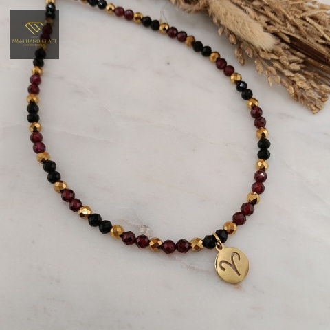 naszyjnik-dla-Barana-z-kamieni-naturalnych-granat-turmalin-hematyt-handmade-zbliżenie-na-kamienie
