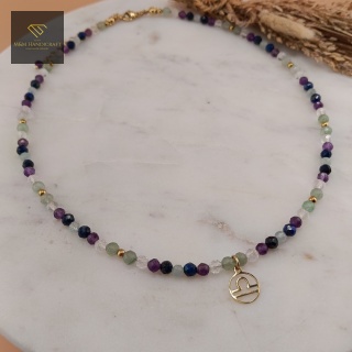 Naszyjnik dla Zodiakalnej Wagi Lapis Lazuli, Ametyst, Akwamaryn, Awenturyn, Kryształ Górski