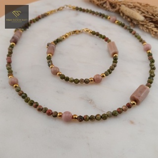 Zestaw Biżuterii W Objęciach Jesieni z Kamieni Naturalnych Choker i Bransoletka