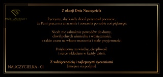 Eleganckie życzenia dla Nauczycielki lub Wychowawczyni - Dzień Nauczyciela
