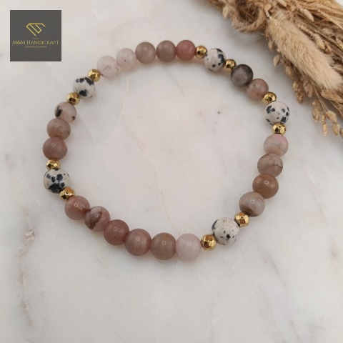 bransoletka-z-kamieni-naturalnych-rodonit-jaspis-dalmatyński-i-hematyt-handmade-zbliżenie